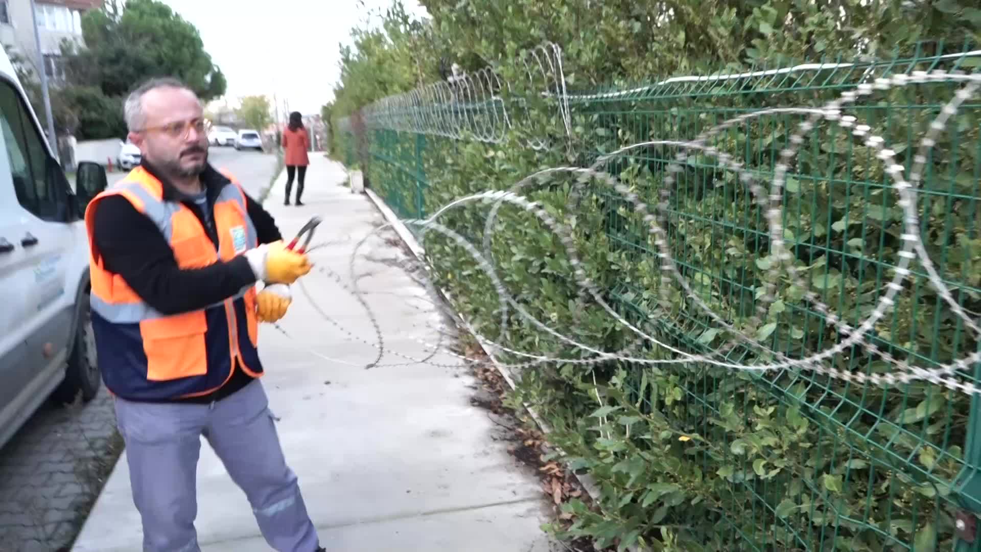 Büyükçekmece’de canlılara zarar veren jiletli teller kaldırılıyor