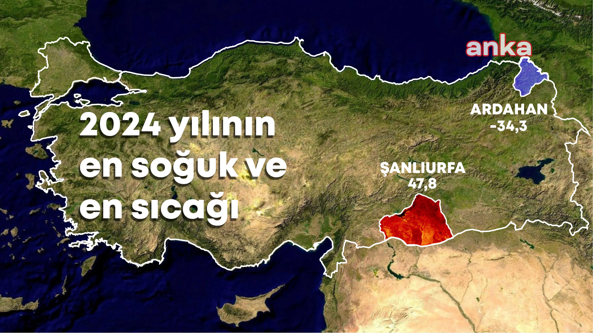 2024 yılında en yüksek sıcaklık 47,8 dereceyle Şanlıurfa Ceylanpınar, en düşük sıcaklık -34,3 dereceyle Ardahan Göle'de ölçüldü