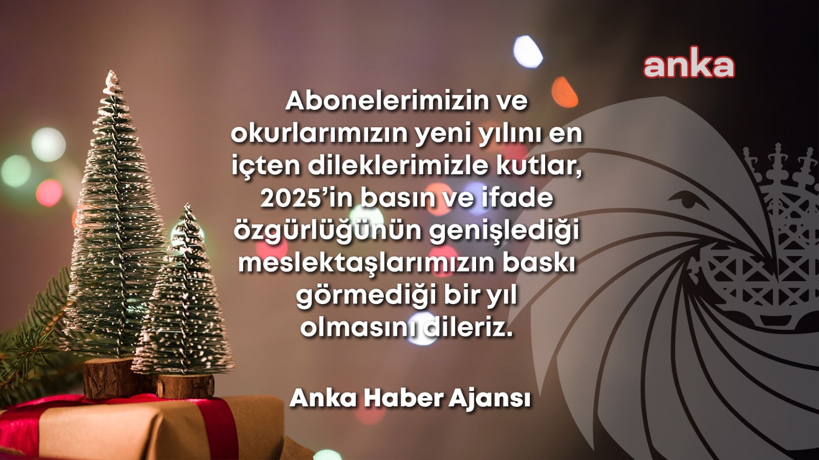 ANKA Haber Ajansı olarak, abonelerimizin ve okurlarımızın yeni yılını en içten dileklerle kutluyoruz